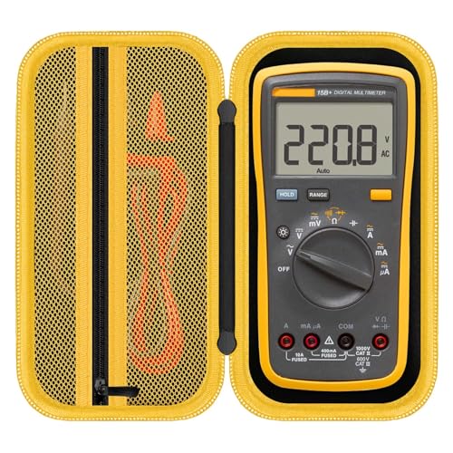 Image of Case for Fluke 15B+ /17B+ /117 /115 /116 /101 Digital Multimeter Testers, Black | Hard Protective Carrying Bag for Test Leads & Accessories, Neat Tool Storage, Dust Resistant, Workshop & Outdoor Carry Use