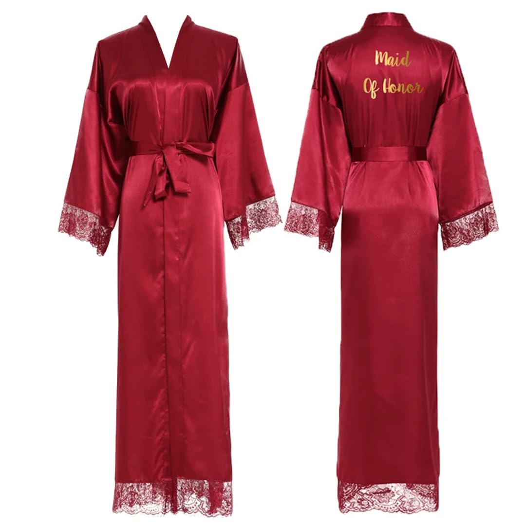 Yeuyyben Raso di seta Pizzo Robe Abito da sposa Damigella d'onore Abiti Sposa Robe Donna Abito Lungo Accappatoio Accappatoio di Seta Accappatoio