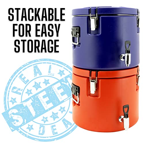 5 Gallon Insulated Beverage Cooler: Dispenser With Stainless Steel Interior And Spout/Spigot, Portable Sports Cooler For Camping, Outdoors - Fun Round Water Jug - Stackable (Red) #TOP5