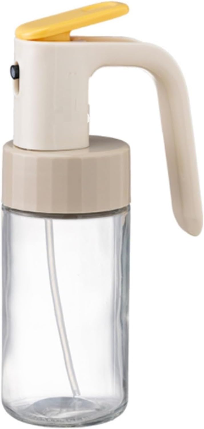 WOMGKDA Glass Reusable Kitchen Oil Bottle Cruet Olive Oil Dispenser Sprayer for Grilling Salad Frying Air Fryer Salad, Beige, 180ml