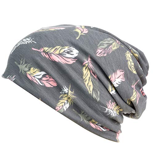 HONENNA Printed Turban Headband Chemo Cap Soft Sleep Beanie (Gray)