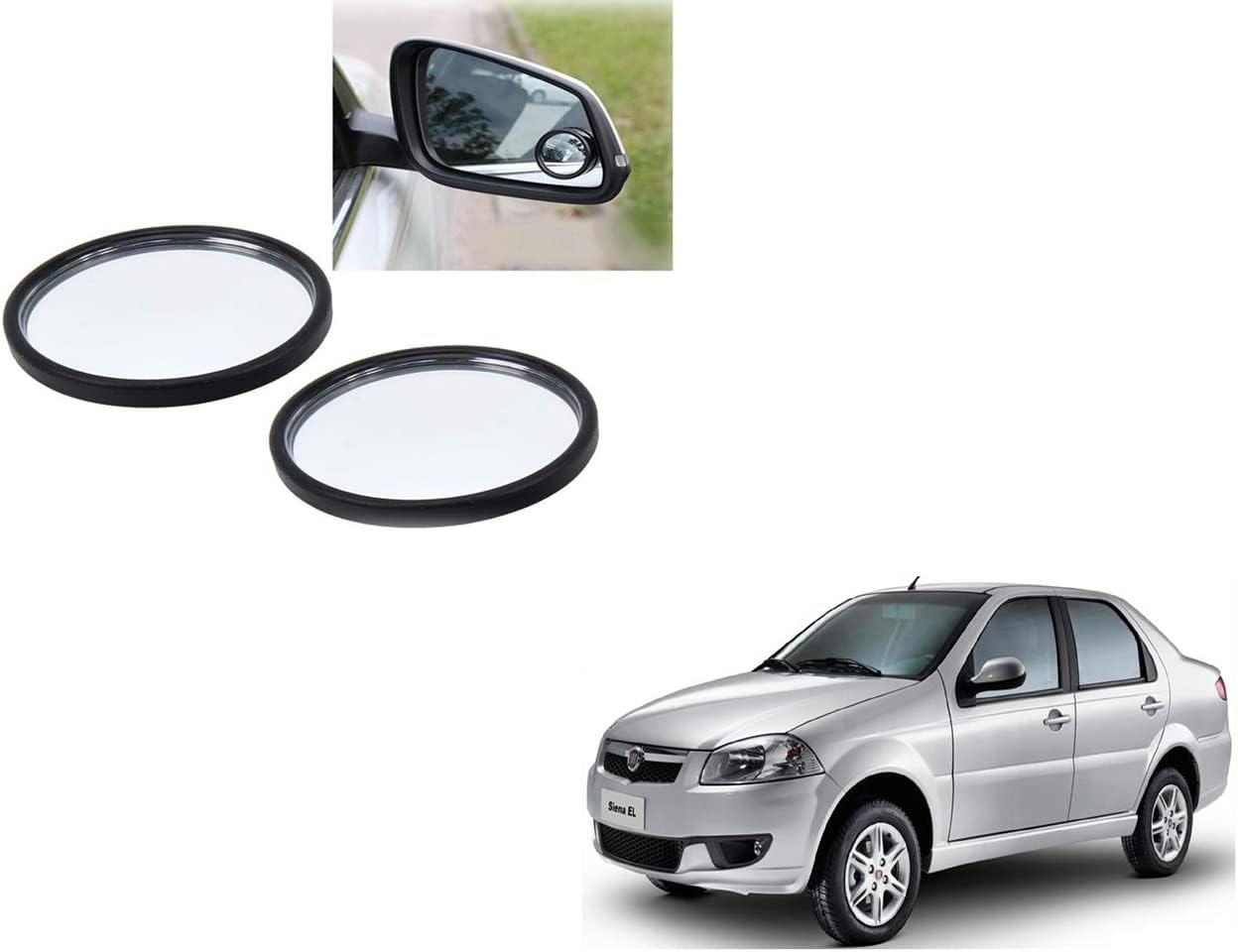 ABS AUTO TREND 3R Flexible Blind Spot Mirror Round Shape Convex Side Rear View Mirror for Fiat Seina