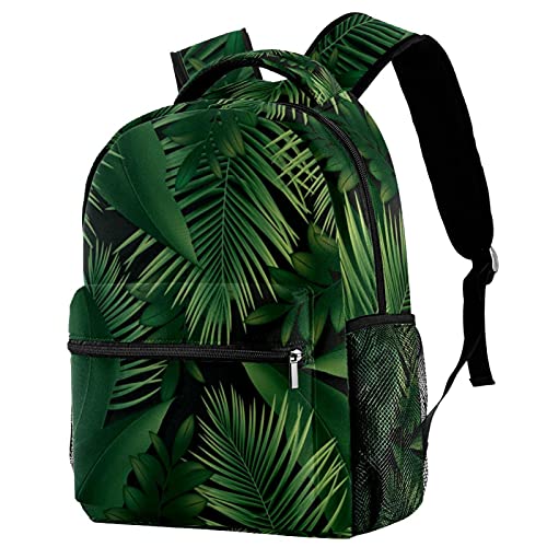 Sac à dos voyage campus feuilles vertes anti-fuite avec porte-bouteille externe