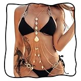 Nicute Gold Body Chain Seashell Tassel Layered Waist Chain Beach Fashion Bikini Body Jewelry for Women