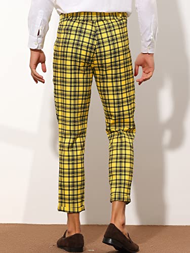 Lars Amadeus Plaid Cropped Pants for Men's Slim Fit Business Dress Pants Checked Slacks3