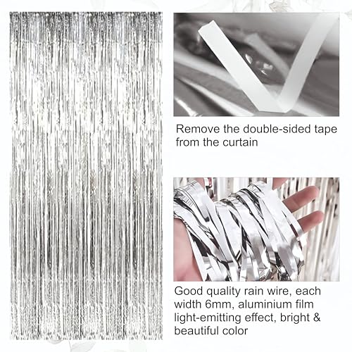 Image of Silver and white balloons with silver foil frills, pack of 69 for birthday decoration, Home decoration items, Annoversary decoration