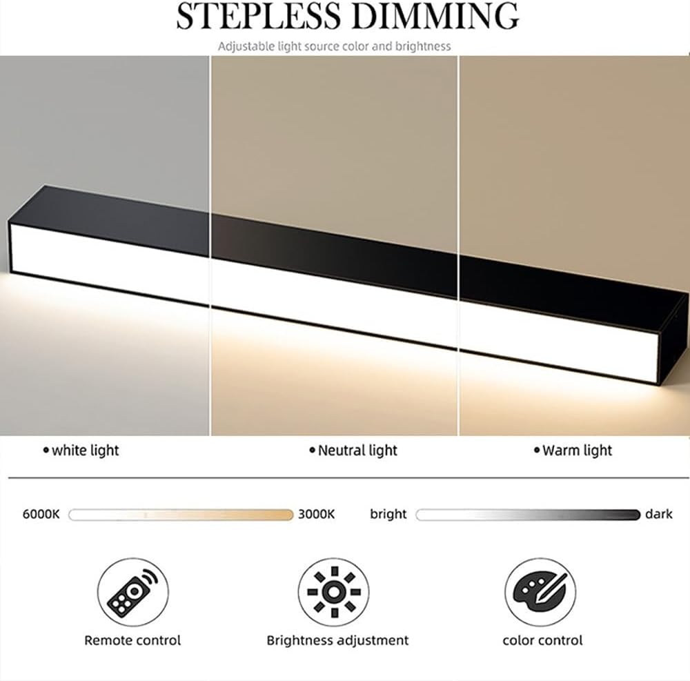 Linear Ceiling Light Modern LED Ceiling Lamp Dimmable Acrylic Ceiling Lighting Fixture with Remote Control for Kitchen Dining Room Cloakroom Hallway