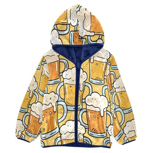 Beer Mugs Pattern Repeated Background Toddler Fleece Jacket Girl Boys Hooded Fleece Jacket Coat