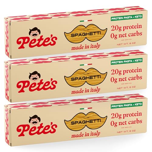 Pete's Pasta Spaghetti Noodles | 20g Protein Pasta, No Carb | Keto, Carb Free Pasta | Healthy, Zero Carb Italian Pasta From Italy | 3-Pack, 8oz