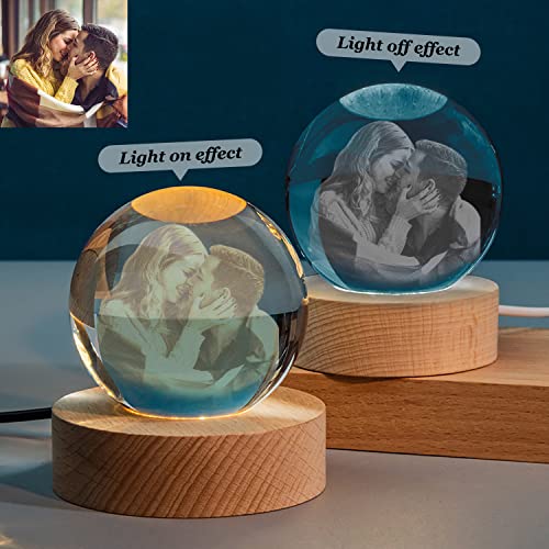 Personalized 3D Photo Engraved on Crystal Night Lights Family Baby Mom Dad Gift Crystal Ball Colorful Atmosphere Lights - Image 6