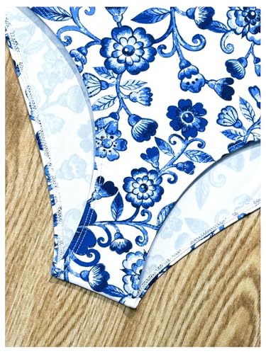 WDIRARA Women's One Piece Boho Floral Print Swimsuit Zip Up Long Sleeve Bathing Suit4