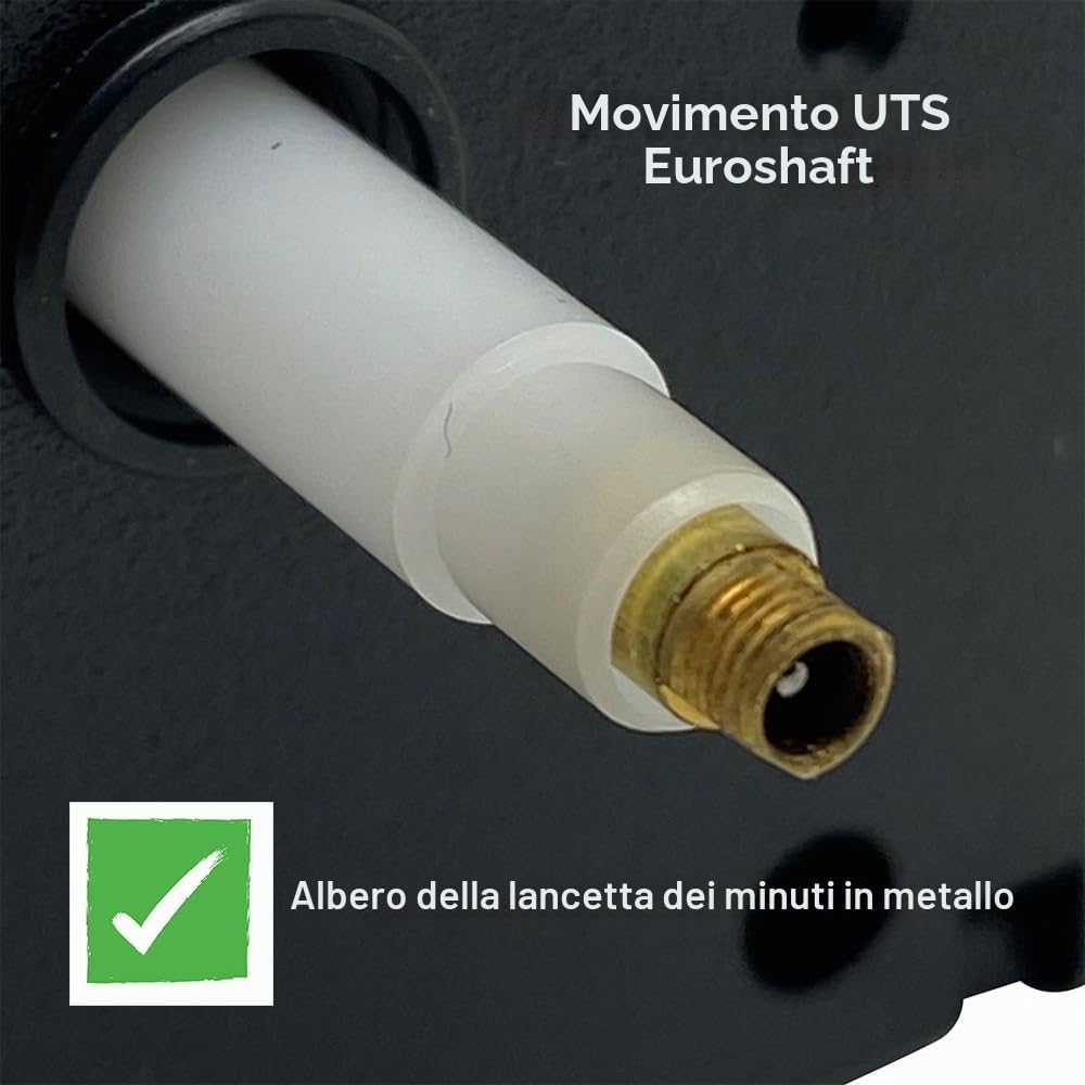 Standard UTS - Movimento per orologio tedesco Euroshaft IEC R6+, colore nero, ricambio adatto per Junghans (albero da 11 mm, quadranti fino a 2-4 mm di spessore)