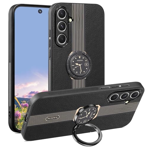 Coque Samsung A14 5G en cuir silicone noir avec anneau de support antichoc