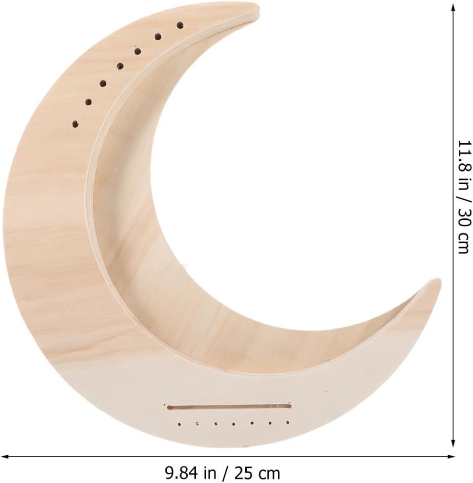 Vaguelly Portable 7-String Wooden Lyre Harp Moon Shape Musical Instrument for Beginners Diy Practice and Performance 11.81X9.84X0.98 Inch