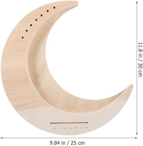 Miniatura 8 de Vaguelly Arpa de lira de madera, instrumento musical portátil en forma de luna para principiantes, superficie sin terminar, fácil de tocar,