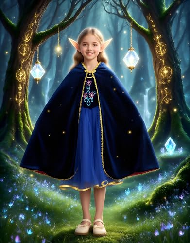 Capa con capucha de terciopelo para niñas 5-7 años miniatura 5