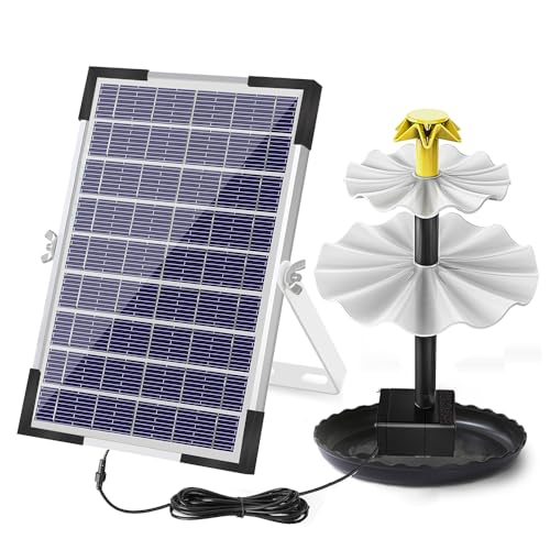 Huairdum Pompe de Fontaine Solaire 6 W avec Conception IP68, Options de Tension d'eau Polyvalentes à Trois Niveaux et 9 Têtes de Buse (BSV-SP006A)