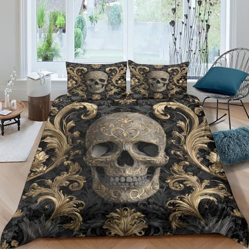 Parure de lit imprimée 3D de prestige housse couette corbeau gothique microfibre - 4