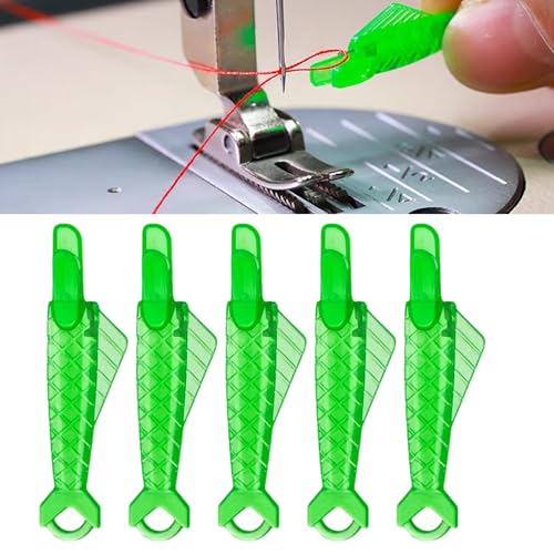 5PCS Nadeleinfädler für Nähmaschinen, Alluring Nadeleinfädler-Einfädelhilfe, Einfädler für Nadeln Nähmaschines Grüner Kunststoff Fisch für Handnähen und nähmaschinen
