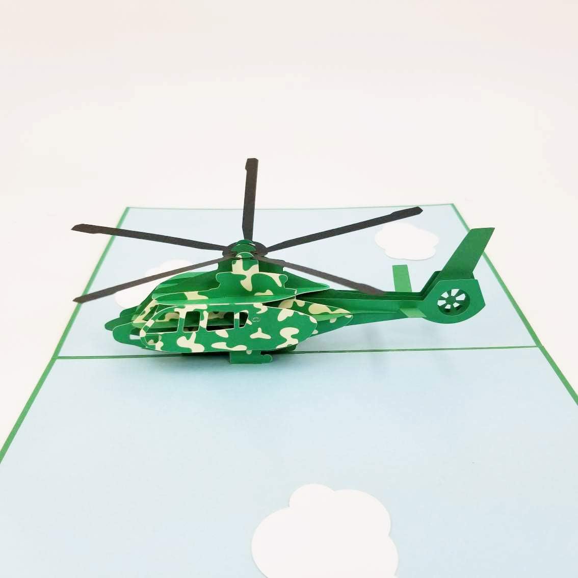 Military Helicopter Birthday Card - Retirement Card, Birthday Card, Retirement Greeting Card, Thank You Card, Military Enthusiast | Pop Card Express (Military Helicopter Pop Up Card)