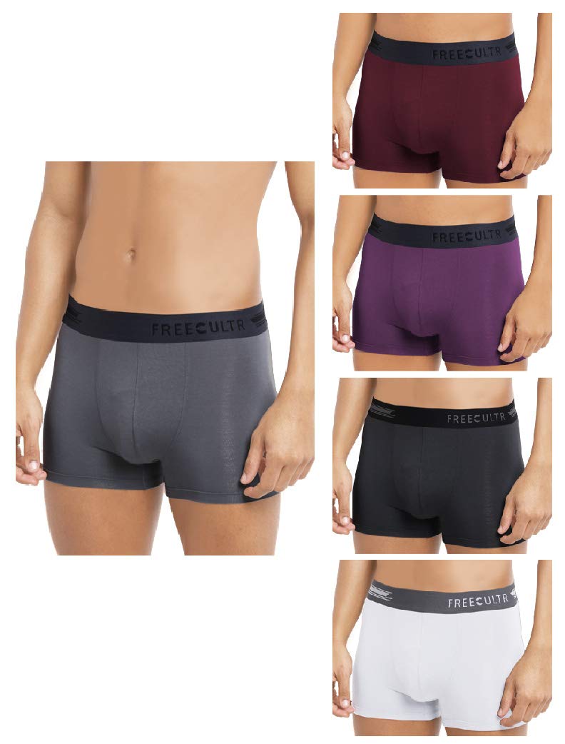 FREECULTR Mens Underwear Anti Bacterial Micromodal Airsoft Trunk - Non Itch No Chaffing Sweat Proof - Smoke Grey,Sangria Wine,Trippy Violet,Ash Grey,Cloud White Size XL Pack 5 (B08RDM18RF) Amazon Price History, Amazon Price Tracker