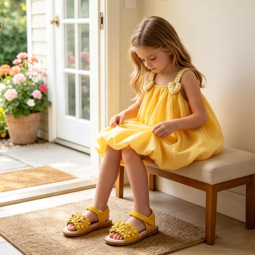 Image of Kiderence Toddler Flower Girl Sandals Open Toe Dress Shoes Wedding Party