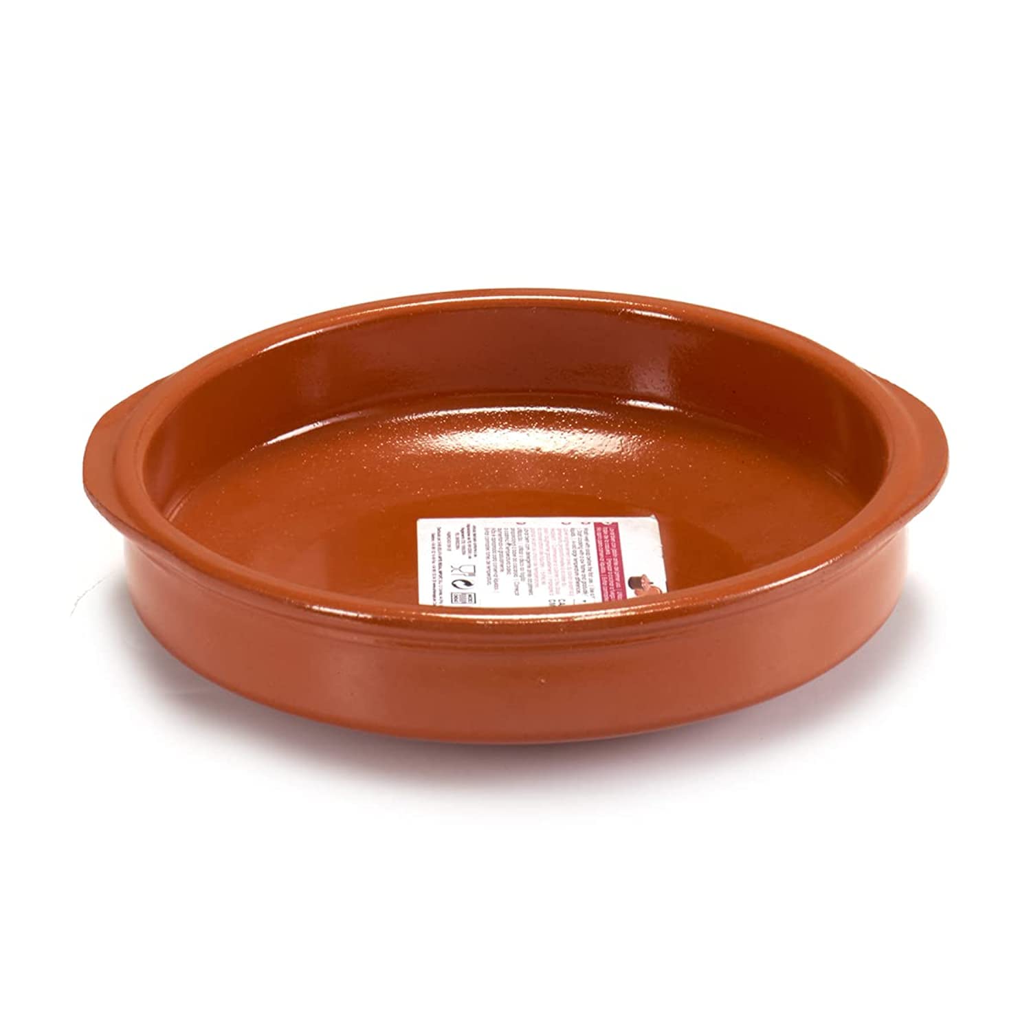 Brown Clay Round Deep Plate with Handle 24 cm