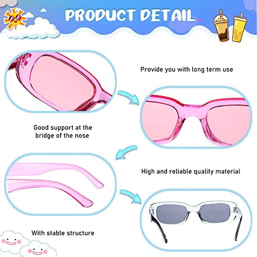 Ecally 36 Pairs Small Retro Rectangle Sunglasses Bulk 90s Vintage Trendy Sunglasses Pack for Women Men(Square,Transparent Color)3