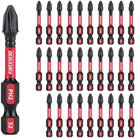 GEINXURN Impact Tough #2 Phillips 2 in. Insert Driver Bits,30Pack Bulk PH2 Screwdriver Power Bits Set