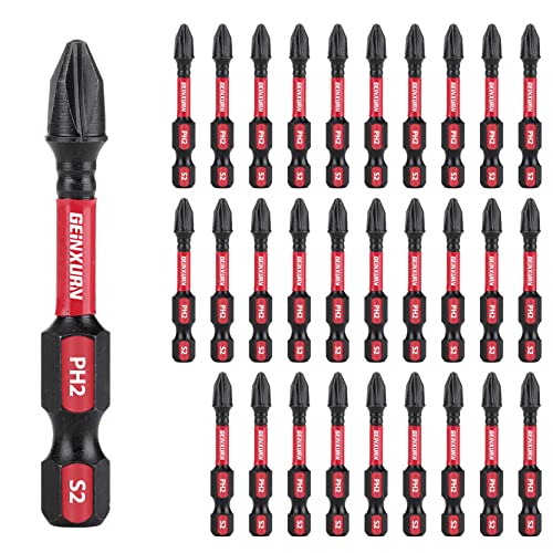 Geinxurn Impact Tough #2 Phillips 2 In. Insert Driver Bits,30Pack Bulk Ph2 Screwdriver Power Bits Set #TOP1