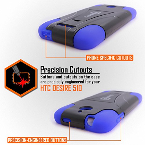 Coveron Htc Desire 510 Case, [Dual Defense Series] Protective Hybrid Kickstand Phone Cover Case For Htc Desire 510 - Red & Black #TOP7