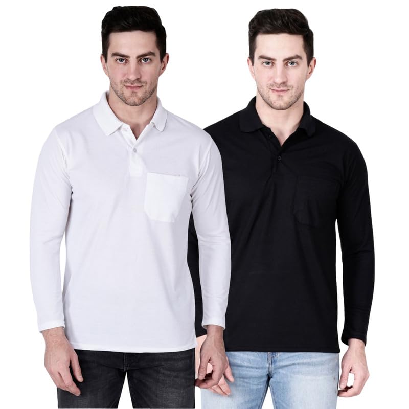 Full Sleeve Men's Polo T-Shirt Combo | Regular Fit, Soft & Breathable Cotton Blend | Casual & Office Wear, Classic Polo Collar | Sizes M to 6XL-picture-39
