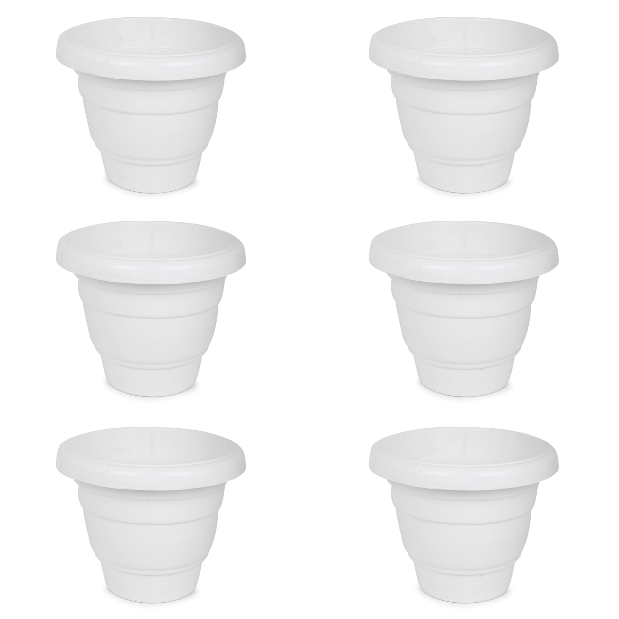 JOREN Plastic Flower Pots | Flower Pots for Home Balcony and Terrace Gardens | Durable Planting Pots for Home Plants | Heavy Duty Plastic Flower Planters Size 6x8 Inch (Pack of 6) (White) (B0C7DRCMLZ) Amazon Price History, Amazon Price Tracker