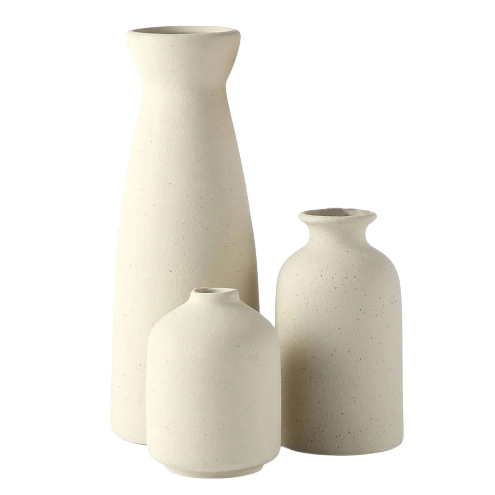 3Piece Porcelain Flower Vases Handcrafted High Temperatures Fired Smooth Glazes Surfaces Handcrafted Ceramics Vases
