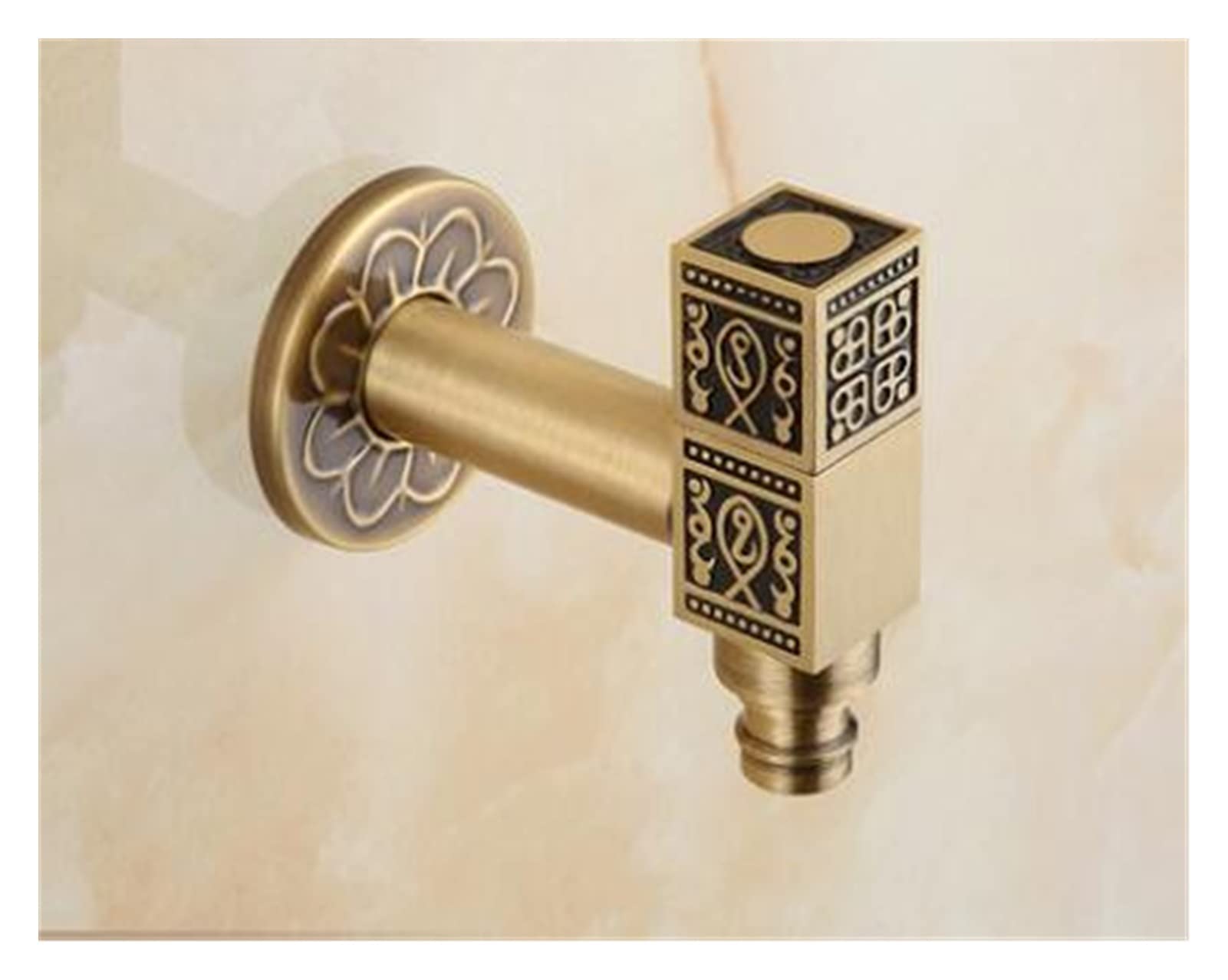 Brass Tap Faucet Garden Bibcocks Antique Brass Dragon Carved Washing Machine Faucet Outdoor Faucet Single Cold Tap Easy to Install(Clear)