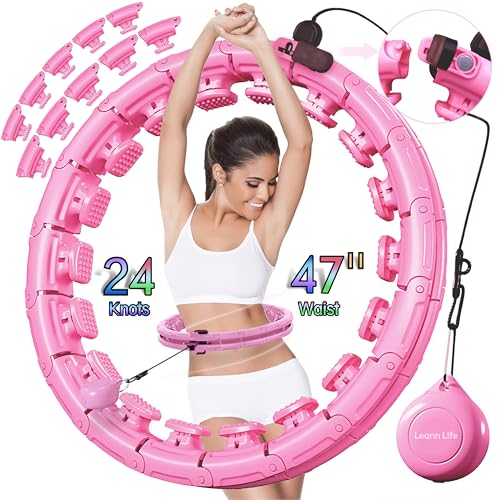 Leann L!fe U1-24 nudos de cintura de 47 pulgadas, aro de hula con peso con bloqueo magnético para pérdida de peso de adultos, aro infinito, talla grande, niños y adultos, hogar al aire libre,