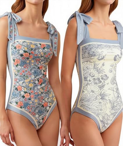 La Mejor Selección de Trajes de una pieza para Mujer , listamos los 10 mejores. 49 GRACELAND KRAIN YOUNG Traje de Baño Completo para Mujer Voltear Desgaste bidireccional con Control de Abdomen Bañador Enterizo Reversibles con Corbata Hombro Estampado Vintage...