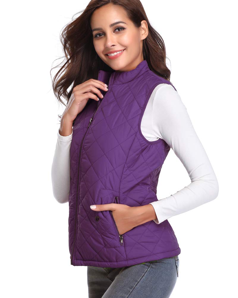 fuinloth Gilet Donna Smanicato Invernale Panciotto Dritto Collarei Giacche Ultraleggeri Senza Maniche Giacca con Tasca con Cerniera