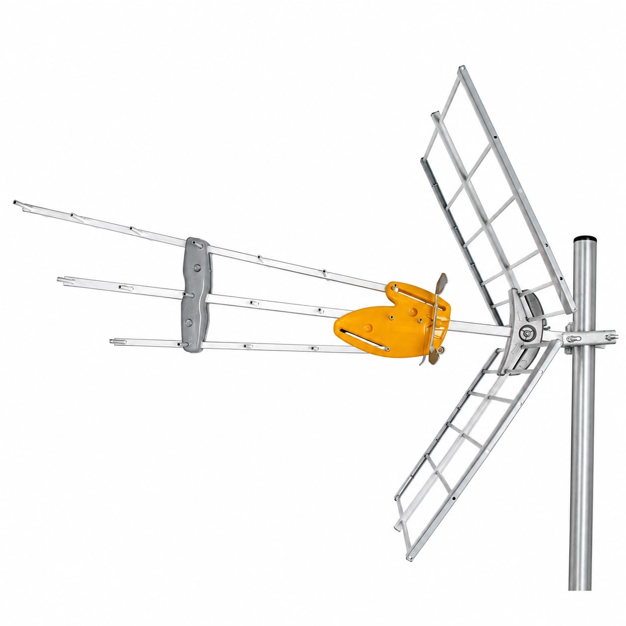 CABLEPELADO - Antena TV Exterior DAT Boss UHF para 2º Dividendo Digital LTE700 | Filtro Anti-Interferencias 4G 5G Rango 470-694 MHz | Ganancia hasta 18 dB Chasis Aluminio para Mástil | Gris