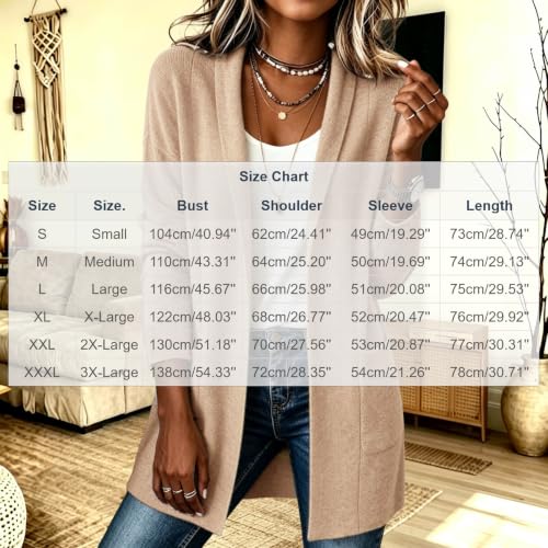 Long Cardigans for Women Brushed Long Sleeve Open Front Coat with Pockets - image 4