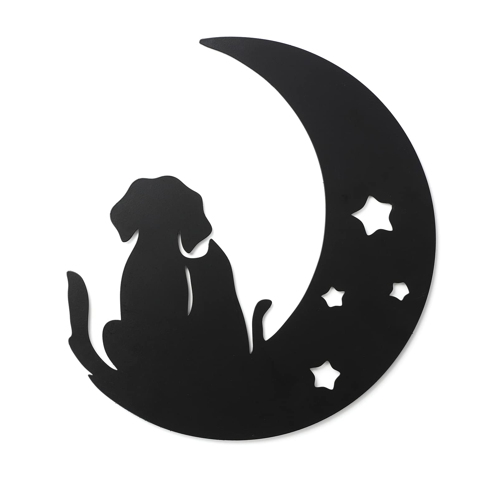 Scwhousi Metal Black Cat and Dog Wall Decor for Living Room or Bedroom,Cat On the Moon Wall Decor,Cats and Dog Lover Gifts for Christmas