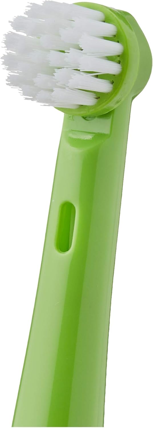 Close-up of a single green Bestron Crazy Croc replacement brush head, showing the soft bristles and attachment mechanism.