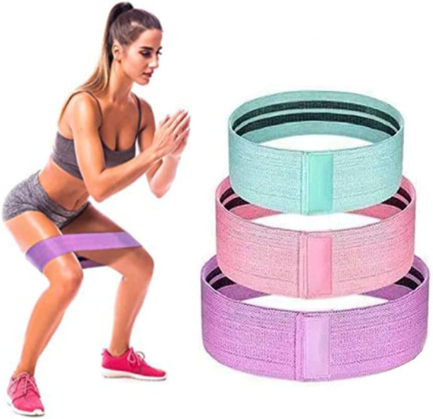 COOLBABY Resistance Bands for Legs and Butt, Non Slip Booty Set of 3 Wide Fabric with Training Manual Carrying Bag, Women Squat Glute Hip