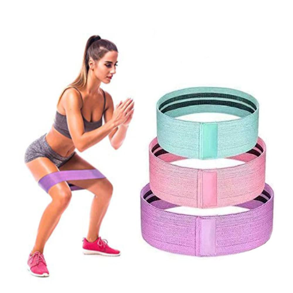 COOLBABY Resistance Bands for Legs and Butt, Non Slip Booty Set of 3 Wide Fabric with Training Manual Carrying Bag, Women Squat Glute Hip