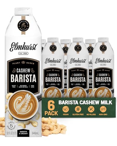 Elmhurst 1925 Cashew Milk Barista Edition – 32oz (6-Pack) Plant-Based,