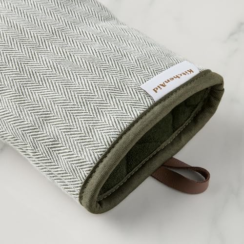 Image of KITCHENAID Evergreen Design Series Herringbone Ribbed Soft Silicone Mini Oven Mitts 2-Pack Set, Heat Resistant up to 500F, Flexible & Waterproof, Deep Forest Green, 5.5 inchx9 inch