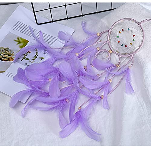 yeacher Apanhadores de Sonhos de Penas com Luz LED Portáteis Tapeçarias de Parede Feitos à Mão Decor