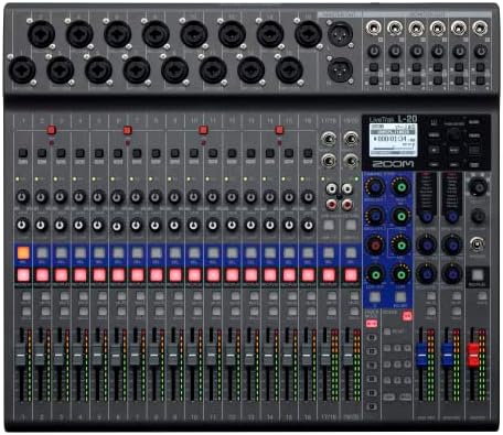 Zoom LiveTrak L-20 Digital Mixer & Multitrack Recorder, 20-Input/ 22-Channel SD Card Recorder, 22-in/4-out USB Audio Interface, 6 Customizable Outputs, Wireless iOS Control