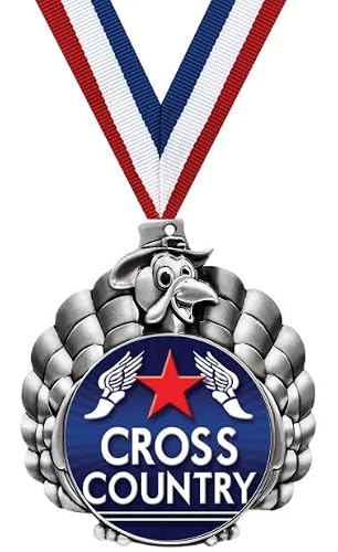 Crown Awards Cross Country Medal Award, Molded Silver 3" Turkey Medal