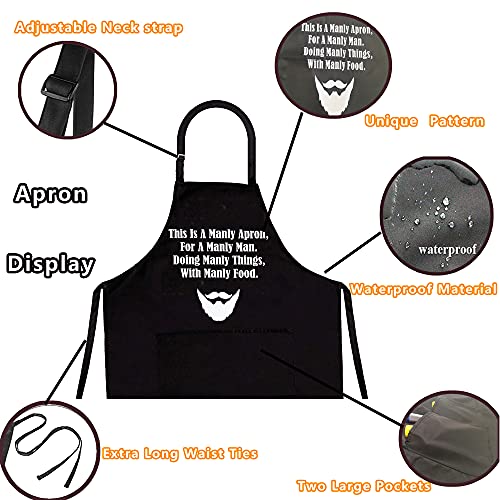 Firecos Funny Aprons For Men, Bbq Kitchen Chef Apron For Men, Grilling Aprons, Kitchen Cooking Bbq Grill Chef Apron With 2 Pockets Aprons For For Dad, Mens Gifts #TOP3